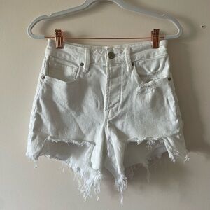 Good American white jean shorts